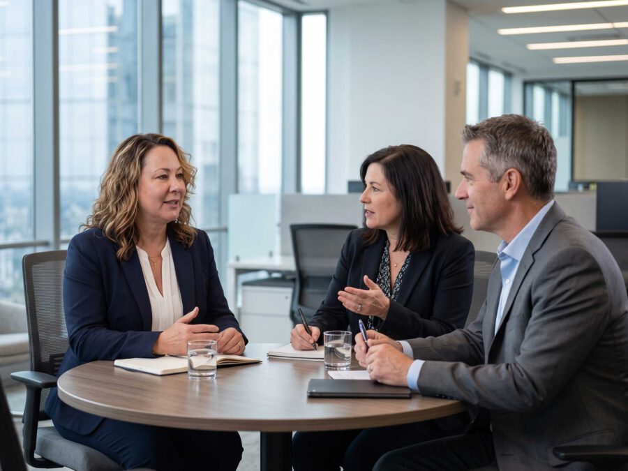 Megan Van Petten meeting with clients